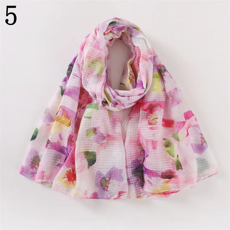 MYP016   Smudged floral print scarf