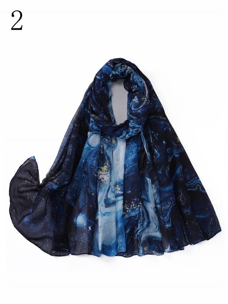 MYP031     Starry sky quicksand printed scarf thin floral floral