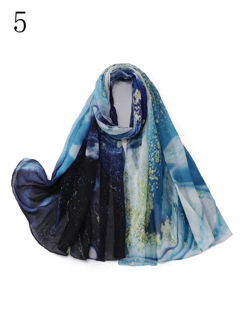 MYP031     Starry sky quicksand printed scarf thin floral floral