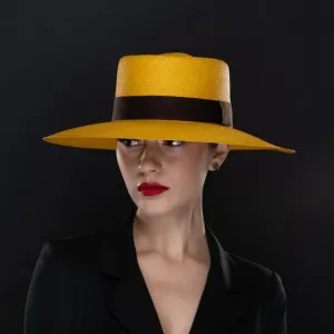 NA14002-Yellow dumont panama straw hat