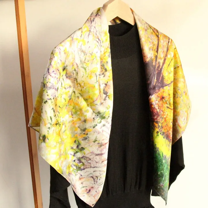 Oil Paint Silk Scarf| Willows of Vetheuil