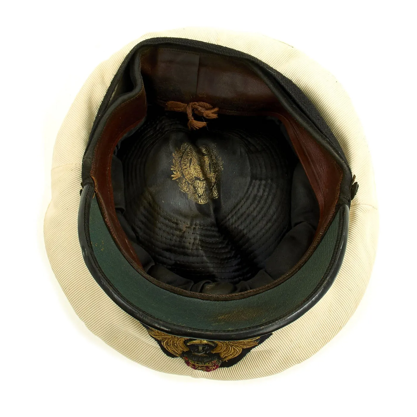 Original British WWII Royal Navy Officers Visor Cap by William Forsythe with Oak Leaves & White Cover