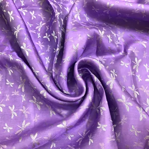 PATTERN MULBERRY SILK fabric by the yard - Purple silk with white pattern fabric - Handmade fabric – Dress making – Silk for sewing - Gift for women