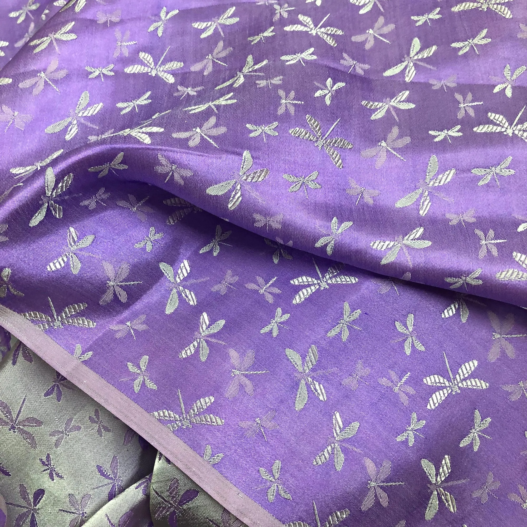 PATTERN MULBERRY SILK fabric by the yard - Purple silk with white pattern fabric - Handmade fabric – Dress making – Silk for sewing - Gift for women