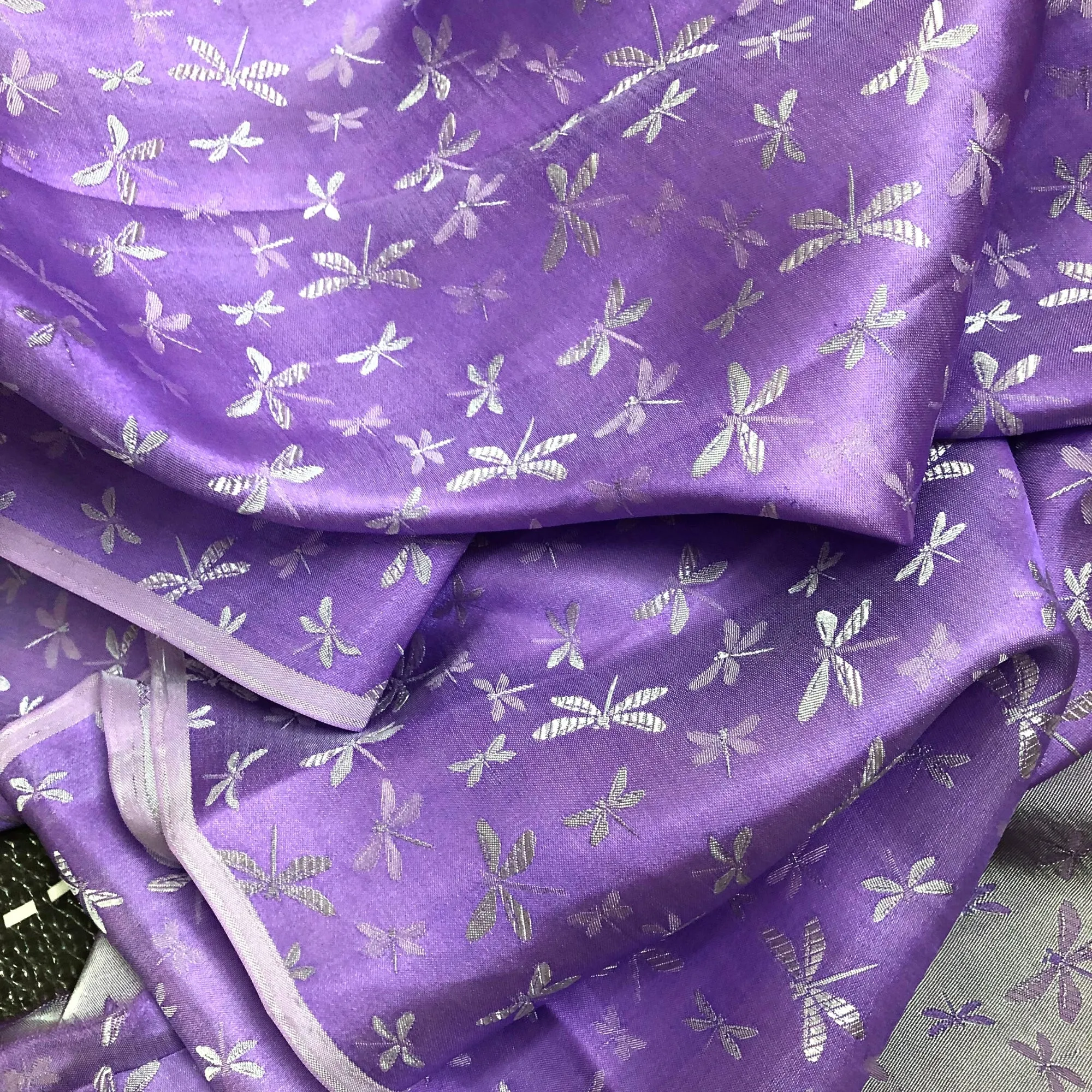 PATTERN MULBERRY SILK fabric by the yard - Purple silk with white pattern fabric - Handmade fabric – Dress making – Silk for sewing - Gift for women