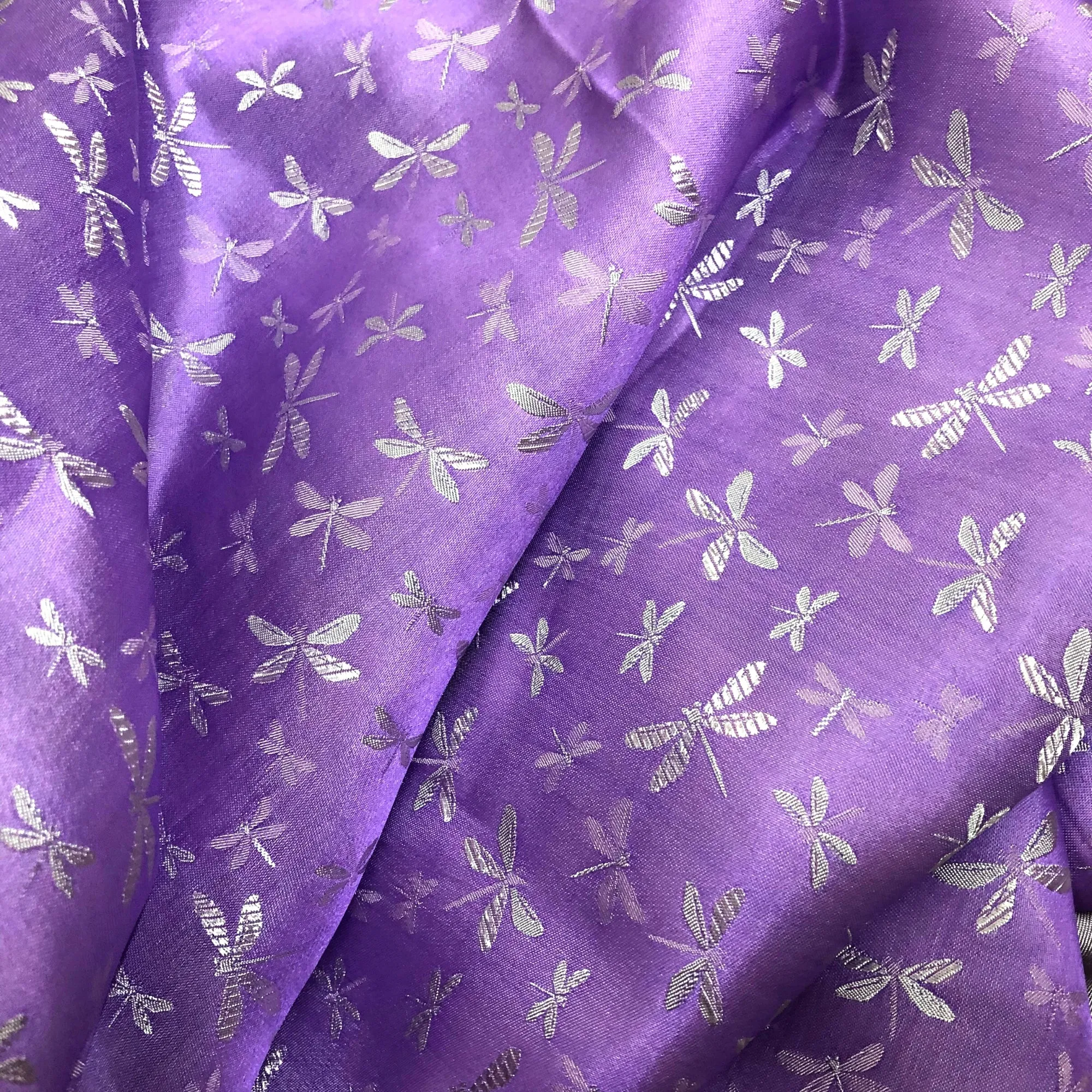 PATTERN MULBERRY SILK fabric by the yard - Purple silk with white pattern fabric - Handmade fabric – Dress making – Silk for sewing - Gift for women