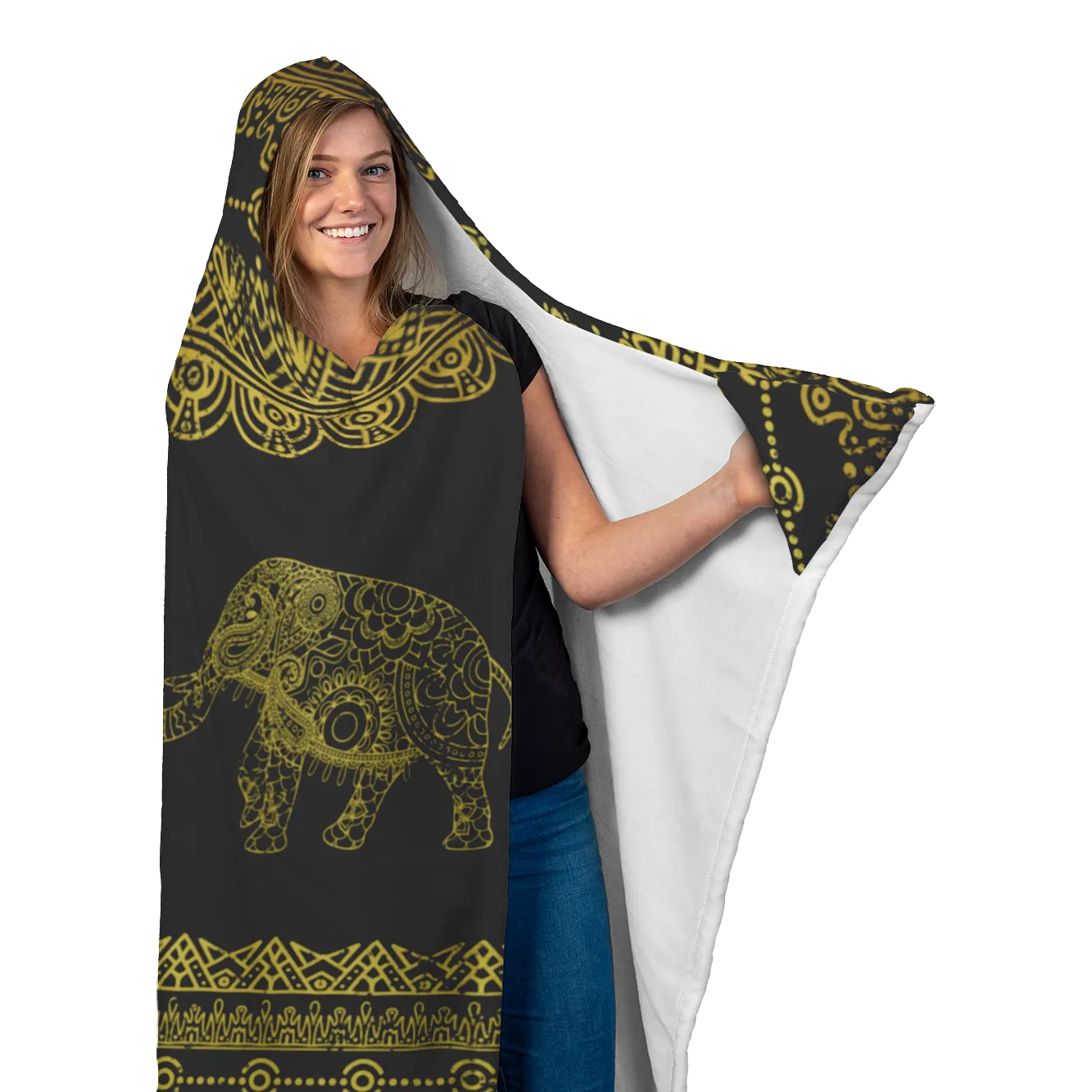 Peace Elephant Chakra Hooded Blanket