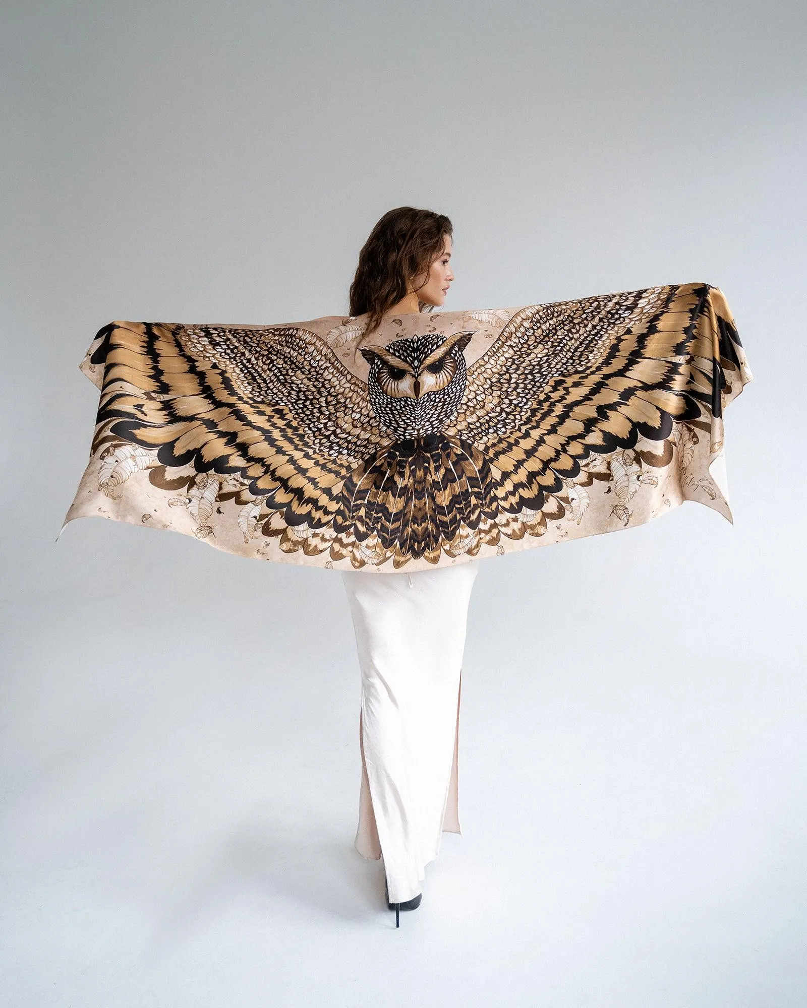 "Mysterious Owl" Silk Shawl by Zlitay