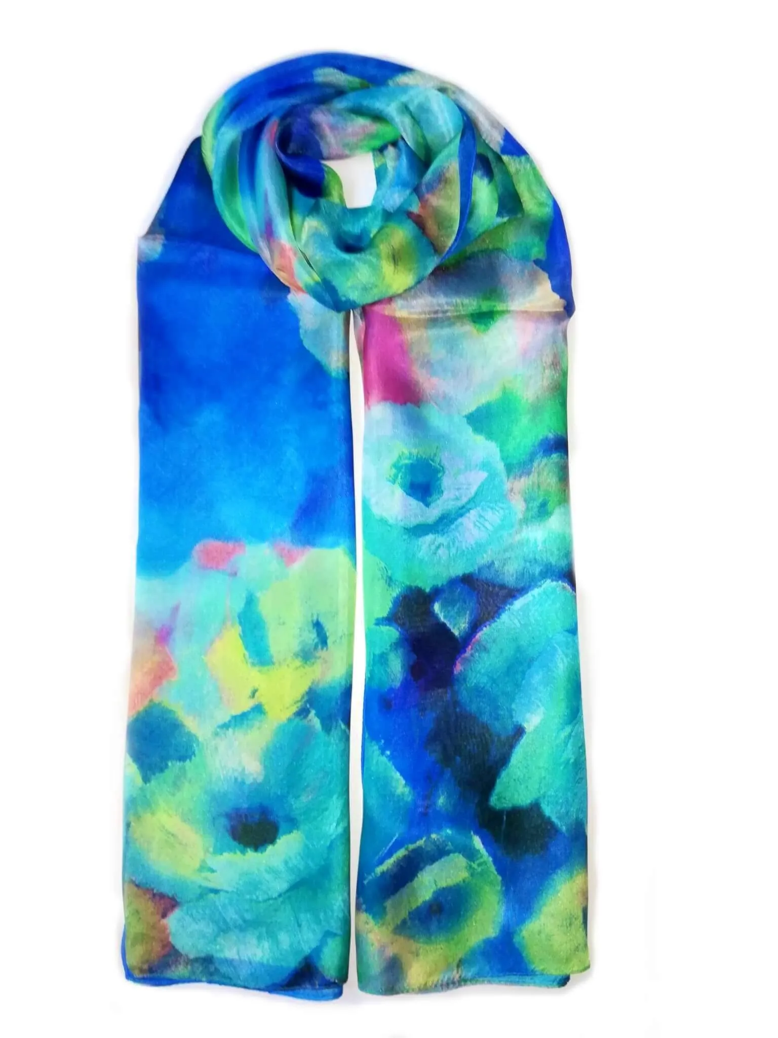 Rainbow Range| Large Silk Scarf Bloom Blue