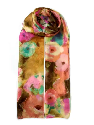 Rainbow Range| Large Silk Scarf Bloom Orange