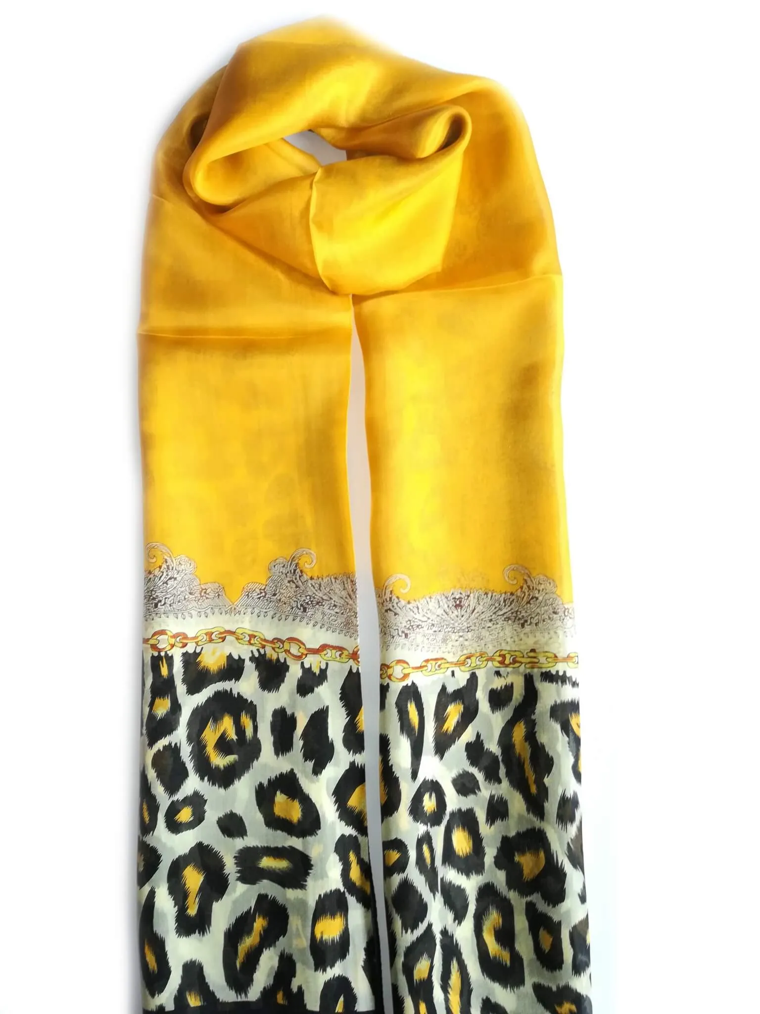 Rainbow Range| Large Silk Scarf Leopard Yellow