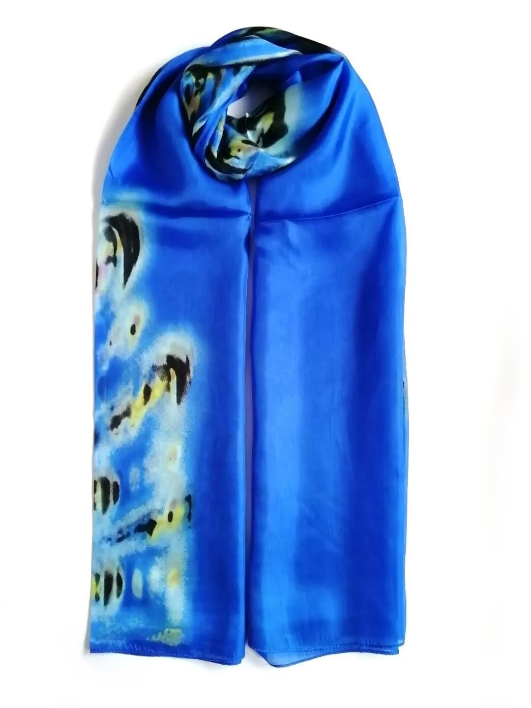 Rainbow Range| Large Silk Scarf Peacock Royal Blue