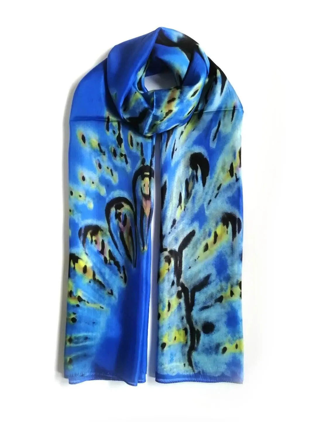 Rainbow Range| Large Silk Scarf Peacock Royal Blue