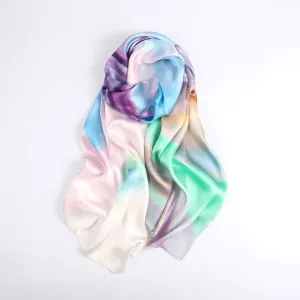 Silk Scarf Collecitons|Blossom Range|Rainbow Pastel Design|Long Silk Scarf