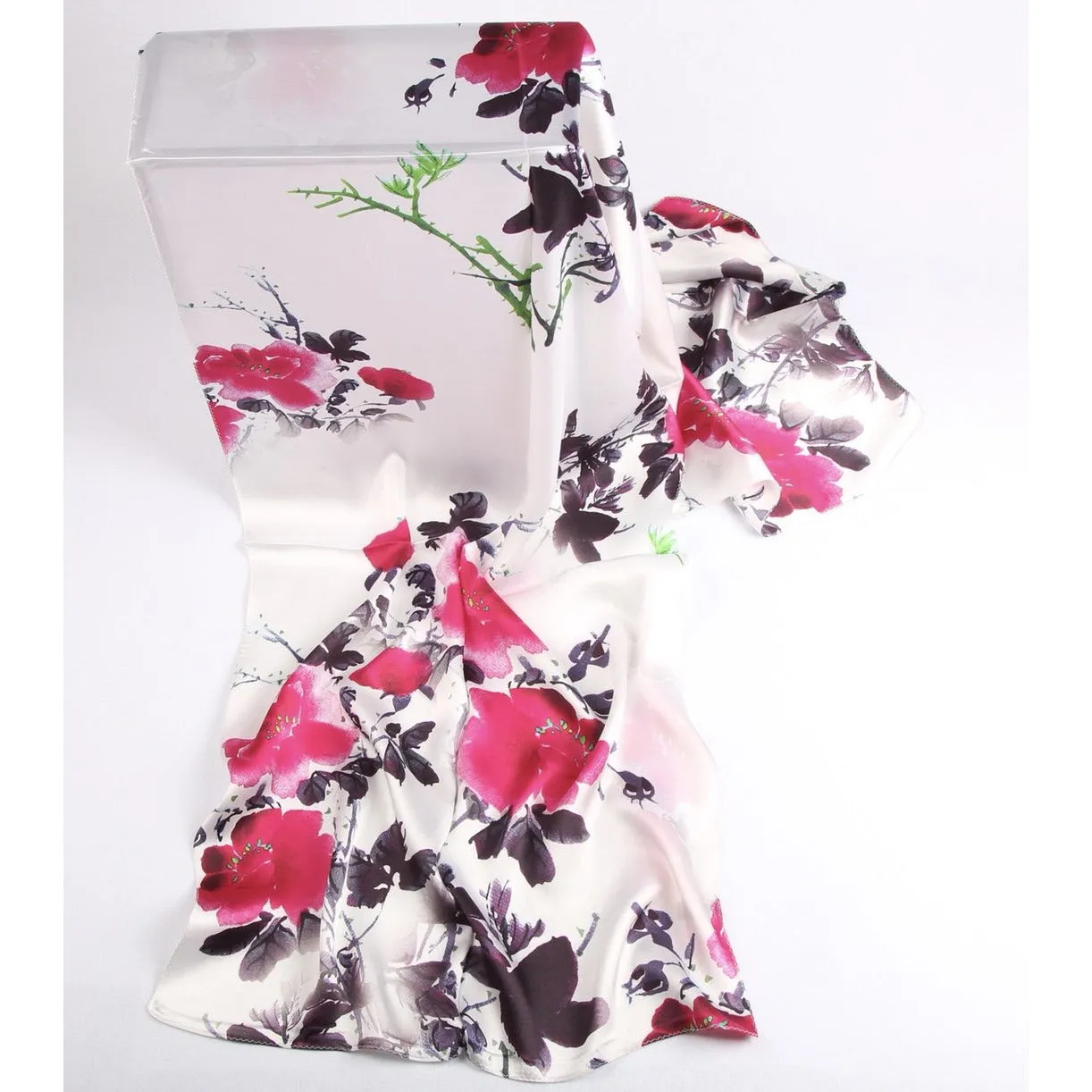 Silk Scarf Collecitons|Blossom Range|Water Paint|Red|Long Silk Scarf