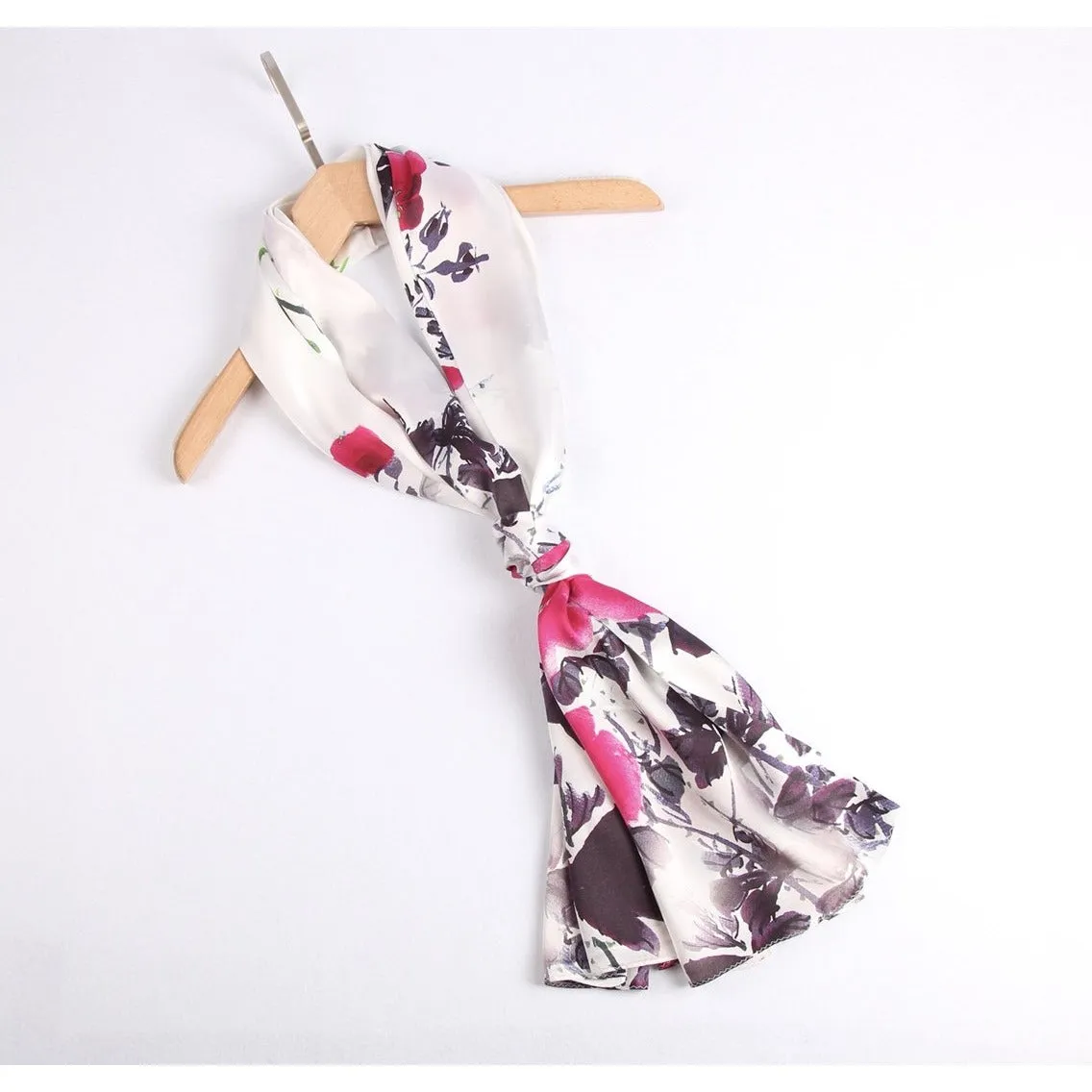 Silk Scarf Collecitons|Blossom Range|Water Paint|Red|Long Silk Scarf