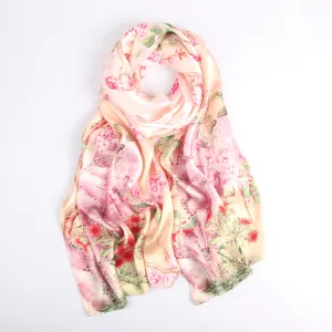 Silk Scarf Collections|Blossom Range|Geranium Design|Pink|Long Silk Scarf