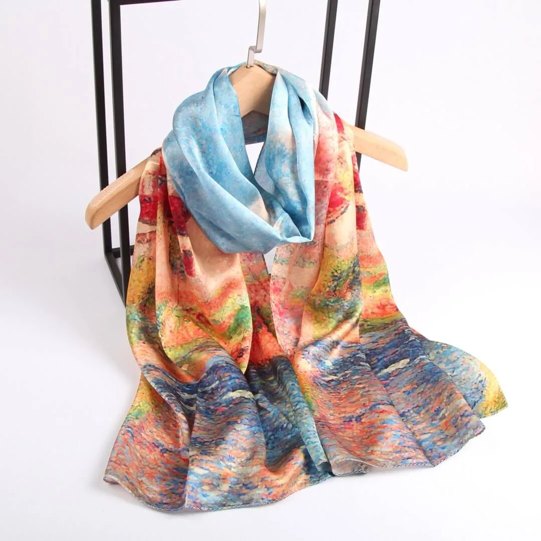 Silk Scarf Collections|Blossom Range|Landscape Design|Golden|Long Silk Scarf