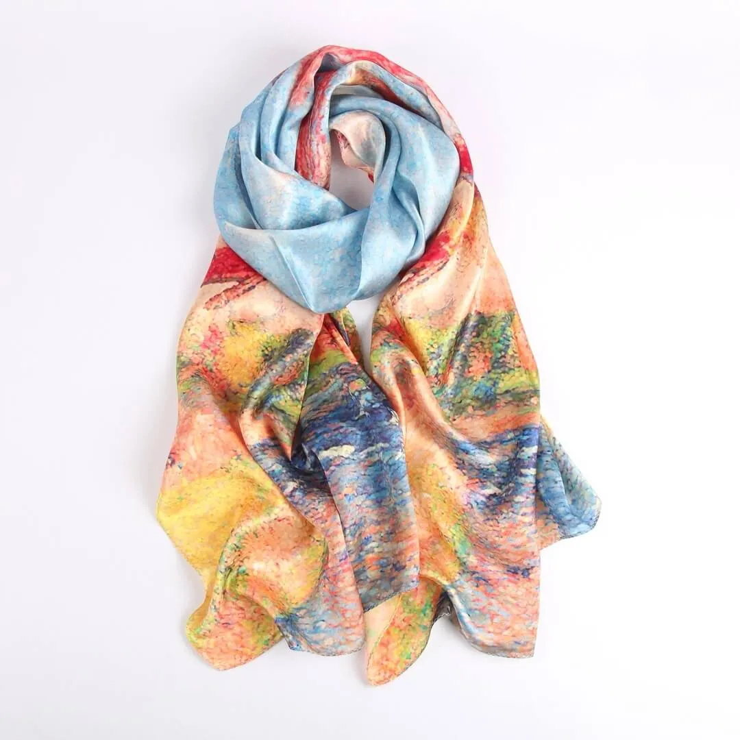 Silk Scarf Collections|Blossom Range|Landscape Design|Golden|Long Silk Scarf