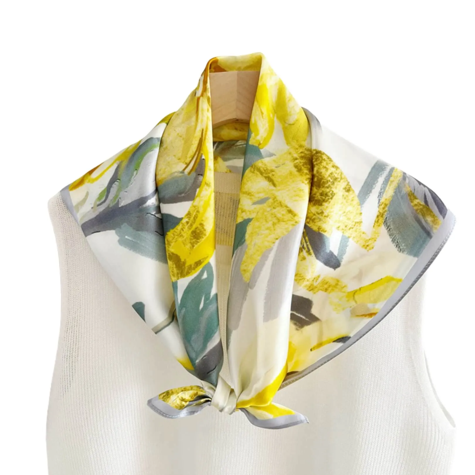 Spring Lily Pure Mulberry Silk Square Scarf Bandana