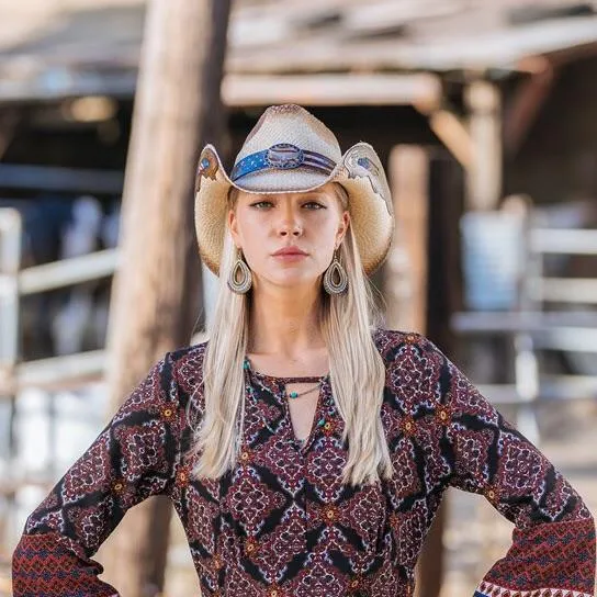 Stampede Straw Western Hat - The America Stars and Stripes USA