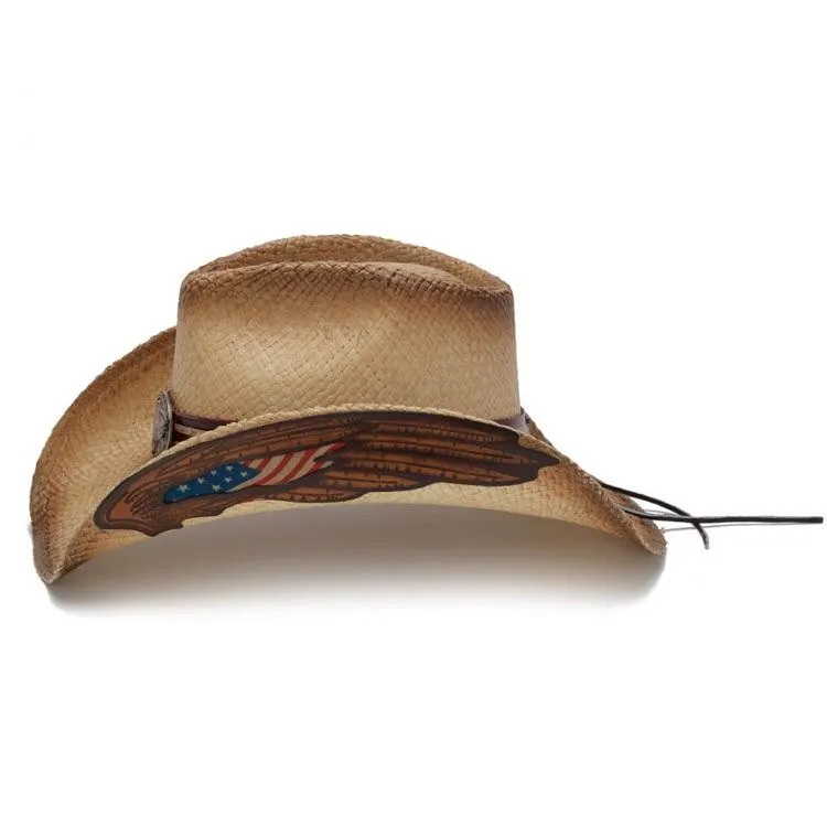 Stampede Straw Western Hat - The America Stars and Stripes USA