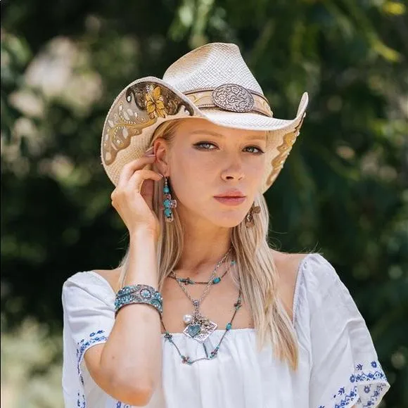 Stampede Women's Straw Western Cowboy Hat - The Yellow Flower