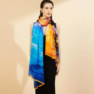 Sunset Long Chiffon Silk Scarf 200