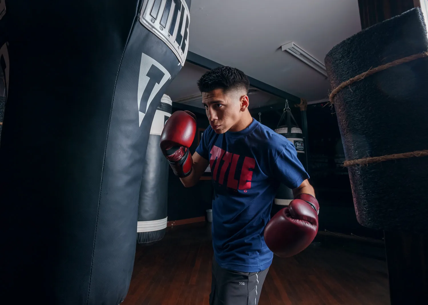 TITLE Boxing Blood Red Leather Training Gloves