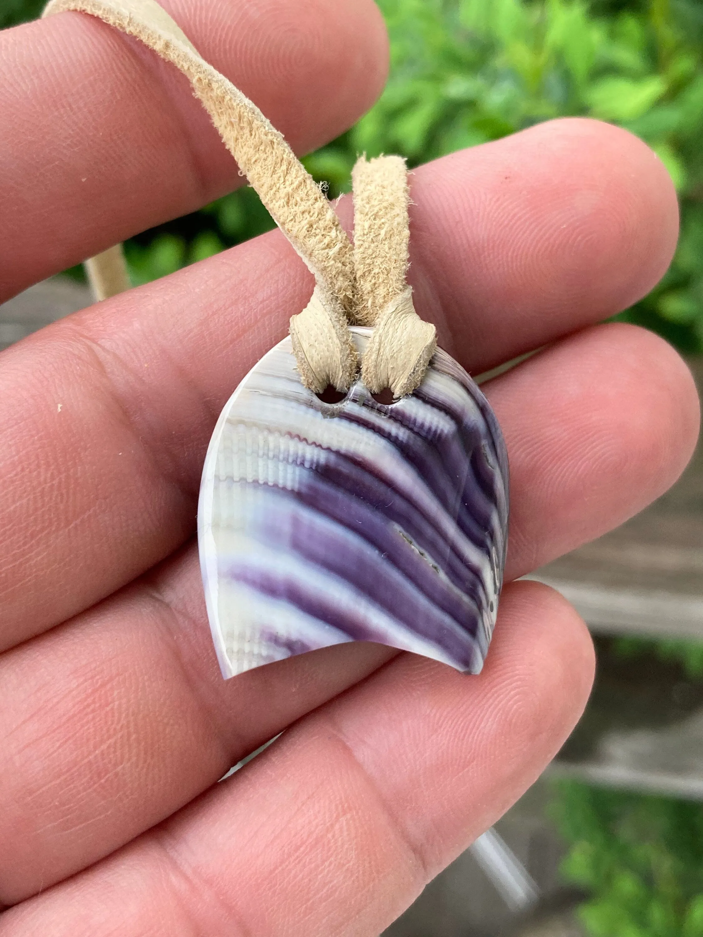 Traditional style Wampum and deerskin necklace