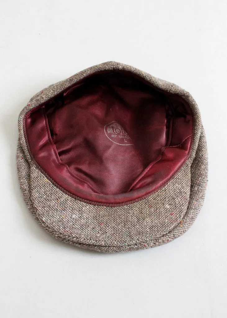 Vintage 1970s Tweed Newsboy Hat