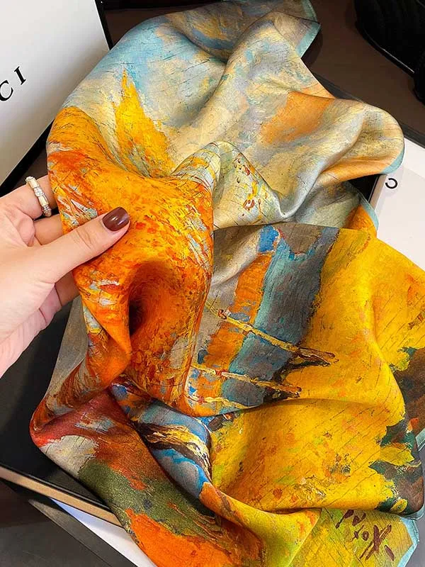 Vintage Floral Printed Silk Scarf