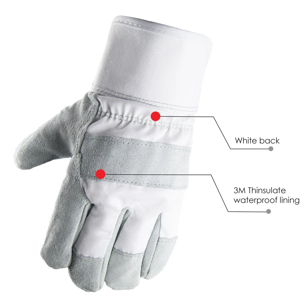 WATERPROOF WINTER LINED SUEDE COWHIDE GLOVES