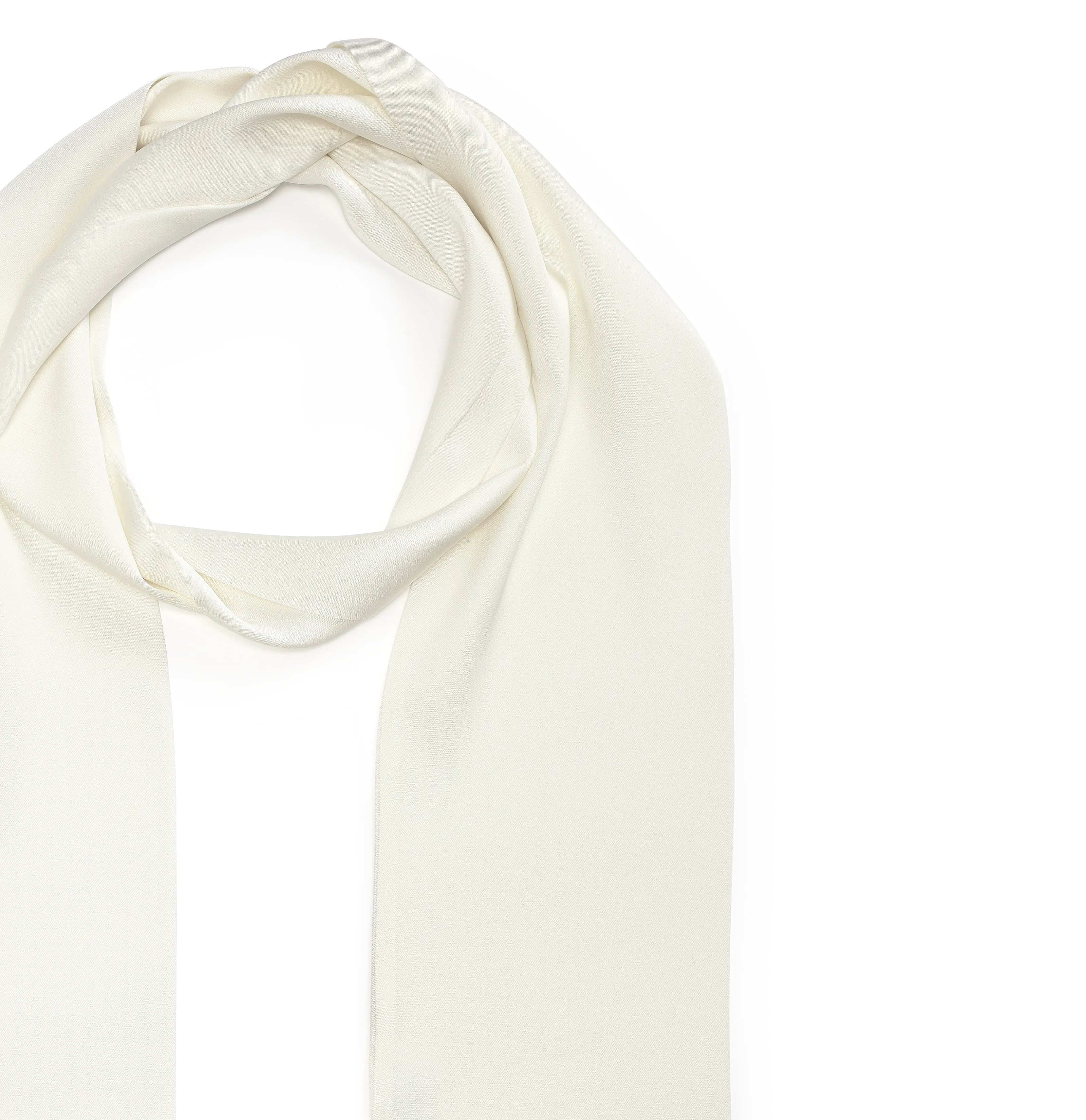 White Double Satin Long Thin Fringe Scarf