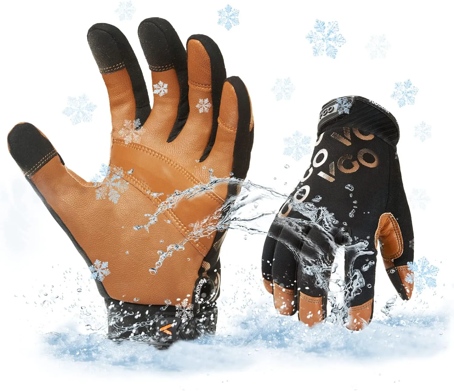 Winter Warm Ski Gloves Waterproof Insert, Touchscreen, Cold Storage Work Gloves