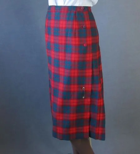 Women's Vintage 60s Skirt Jacket Suit Set Tartan Plaid Scarf Kilt M Aljeasn VFG