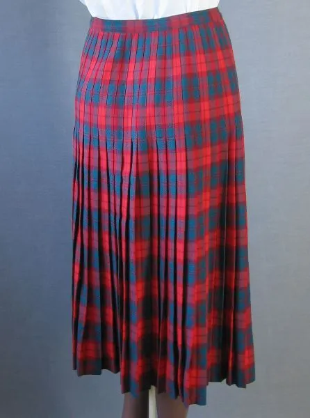 Women's Vintage 60s Skirt Jacket Suit Set Tartan Plaid Scarf Kilt M Aljeasn VFG