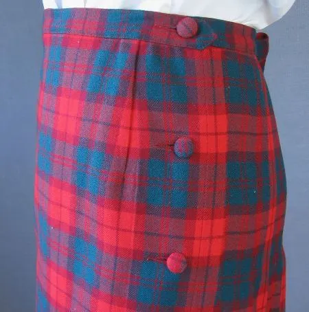 Women's Vintage 60s Skirt Jacket Suit Set Tartan Plaid Scarf Kilt M Aljeasn VFG