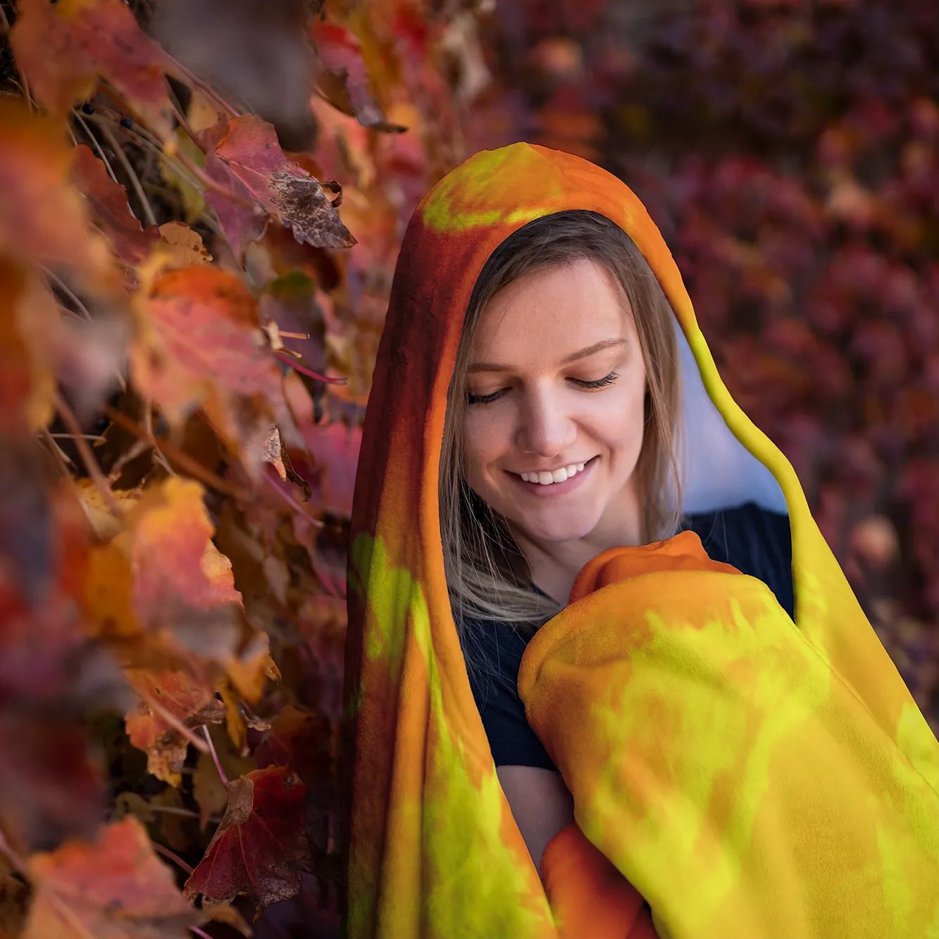 Yellow Buddha Hooded Blanket