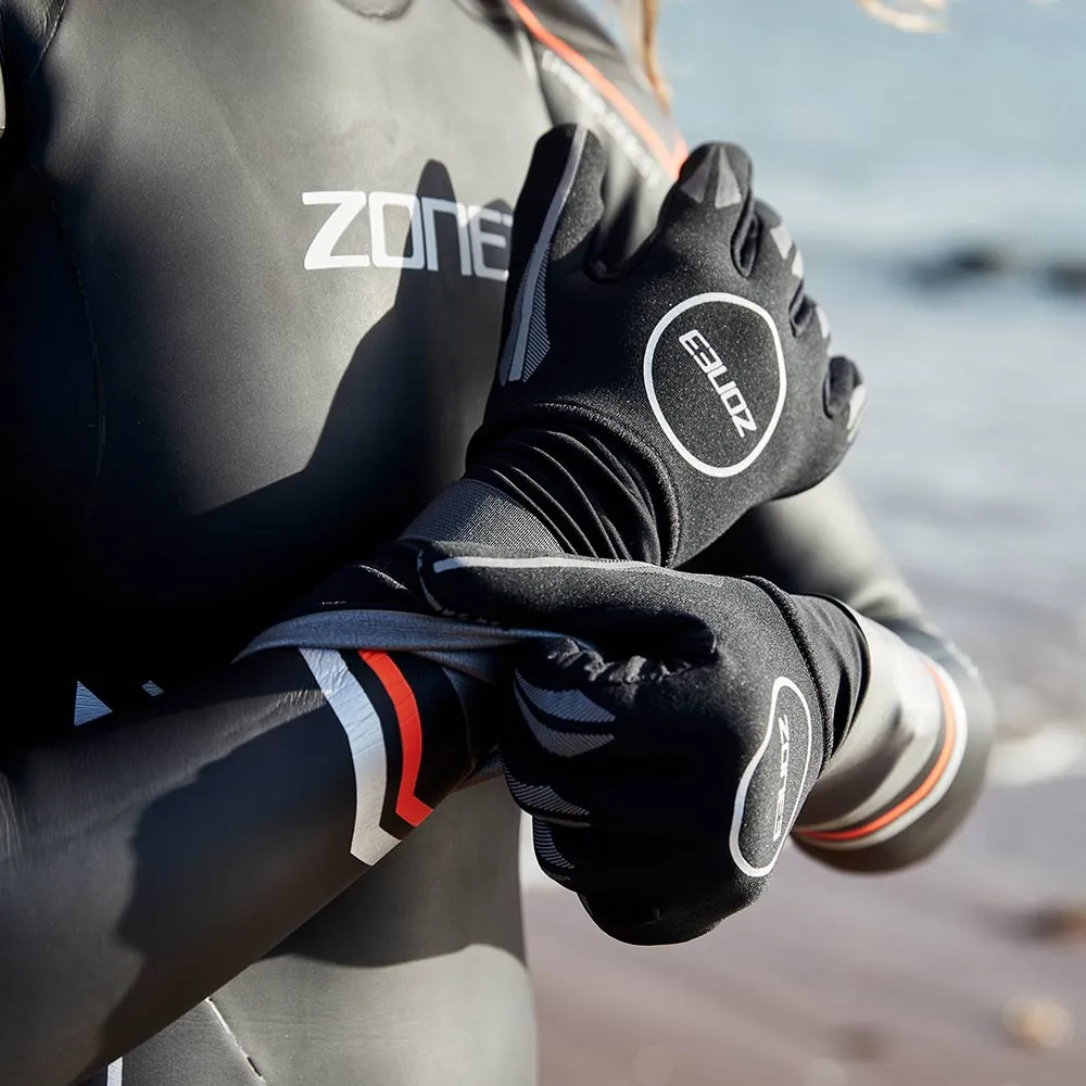 ZONE3 Neoprene Swim Gloves Black/Silver (2mm)